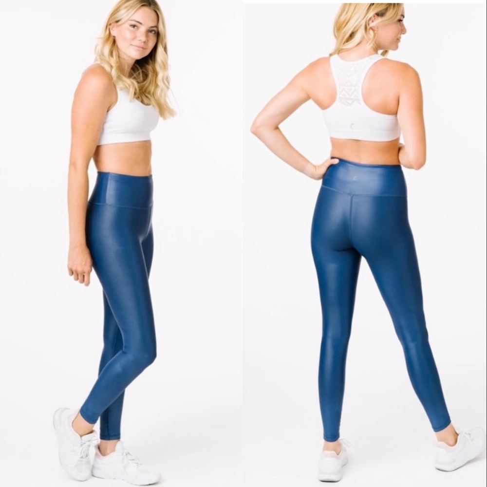 ZYIA BLUE METALLIC LIGHT N TIGHT HI-RISE 7/8